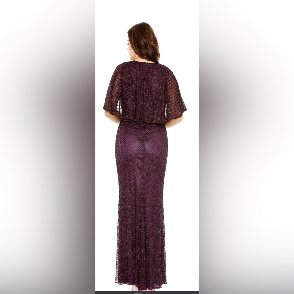 Mac Duggal Deep Purple Long Sleeve Dress Style#5948 SZ 16w - Picture 3 of 4